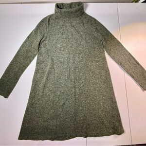 Women’s Lulu's Gray Green Knit High Neck Long Sleeve Sweater Dress